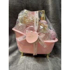 Lovery Pink Rose Bath Gift Basket Set Women Bubble Bath Lotion Soap 22FJ010